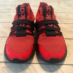 Boys Adidas Lite Racer Adapt Size 2 Red/Black Sneakers
